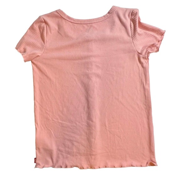 Levi’s Short Sleeve Pink Button Front Knit Tee Girls XL New - Picture 3 of 5
